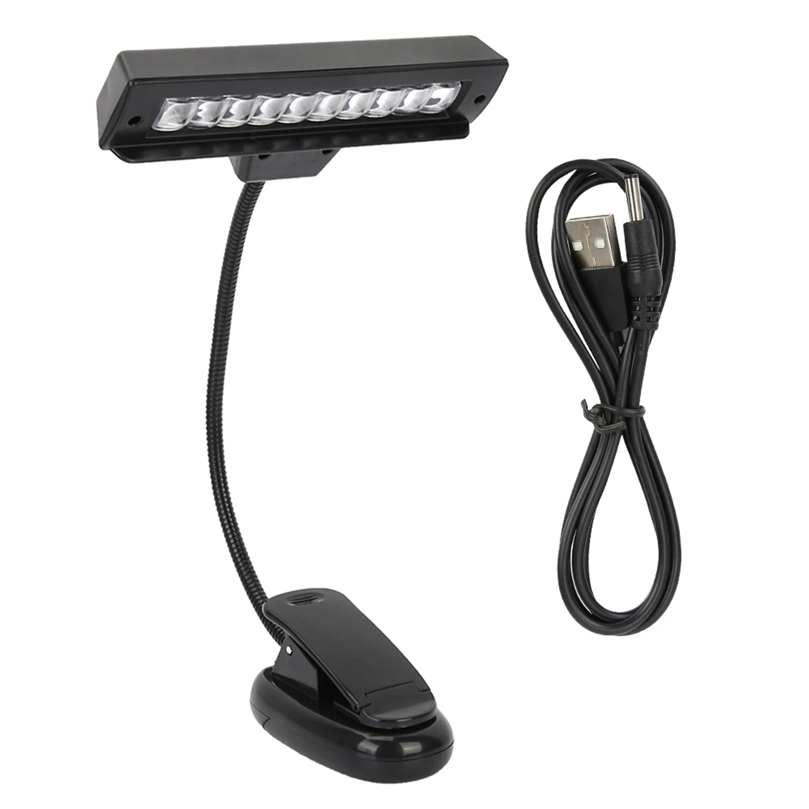 Music Stand Clip‑on Lamp Portable Orchestra Music Stand Light Flexible Neck Clip On USB Reading LED Lamp