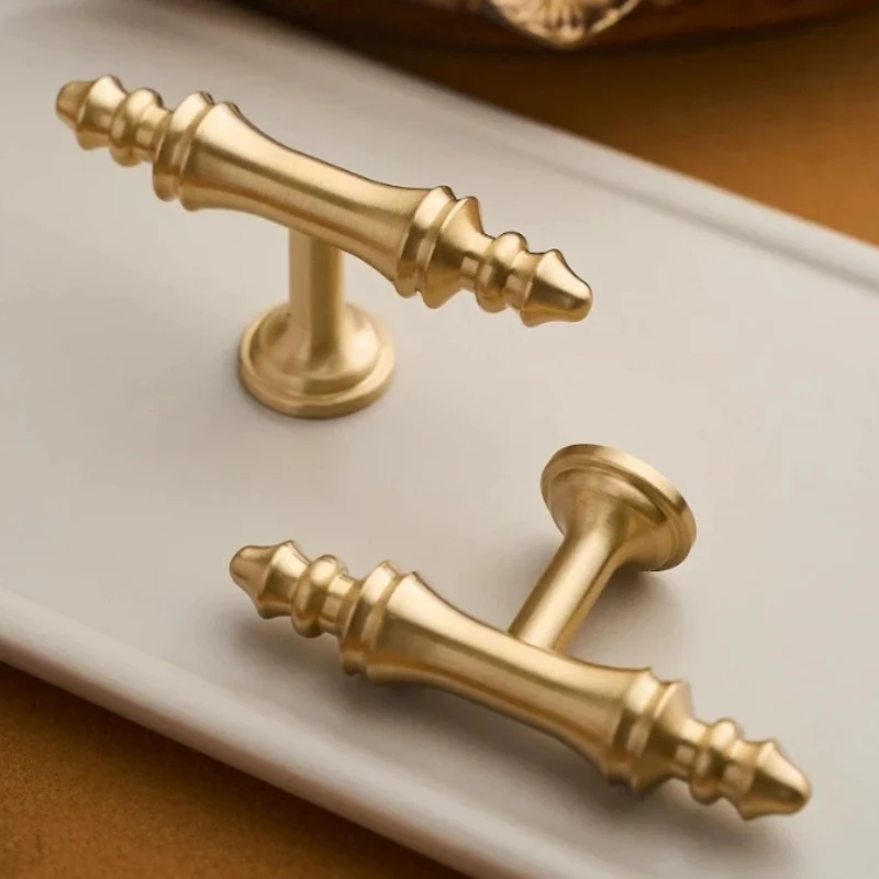Solid Brass Kitchen Cabinet Handles Drawer Pulls T Bar Handles Knobs Wardrobe Bedroom Furniture Handle Hardware Door Knocker