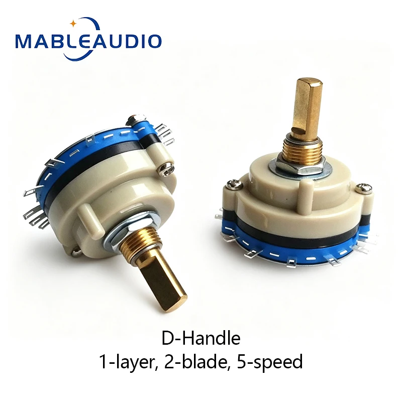1x5, 1x6-position, 2-pole, Sealed Rotary Band Switch D-handle Single-row Common Pins Amplifier Accessories DIY Potentiomete 1PC