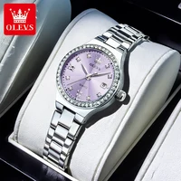 OLEVS 5628 Reloj de cuarzo para mujer Reloj de pulsera luminoso resistente al agua de acero inoxidable con escala de diamante y función de fecha