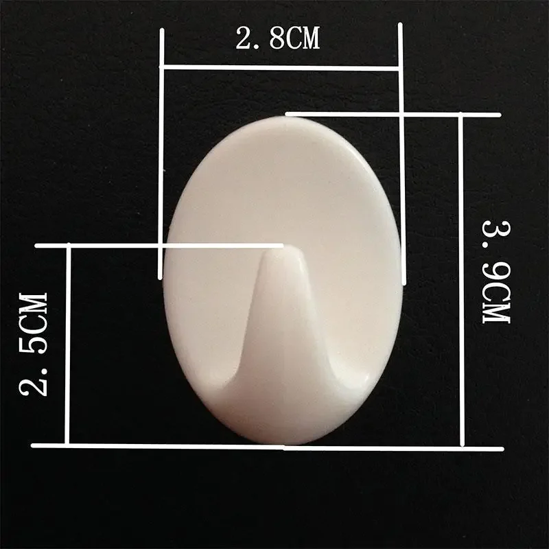 5pcs/set Kitchen Bathroom Sticky Holder Wall Door Hook White Plastic Oval Self Adhesive Hanger For Bag Keys Towel