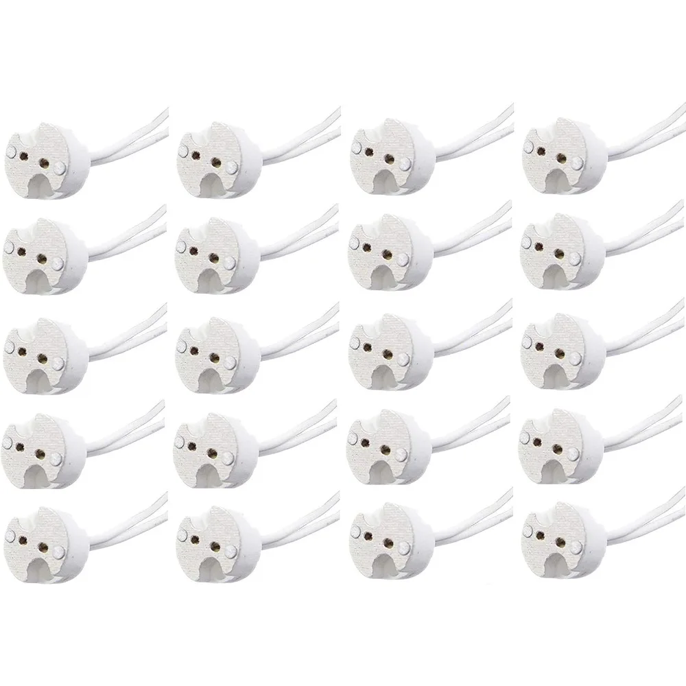 JOYINLED MR11 Ceramic Lamp Socket Holder 10PCS MR16 GU5.3 G4 with Wire Connector LED Halogen Bulb Base Spotlight Lighting