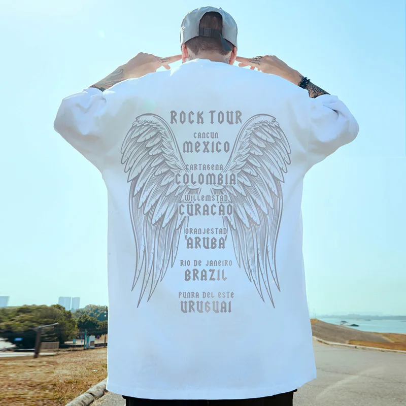 New Men's T-Shirt 3d Wing Print Short Sleeve Tees Simple Fashion Male Clothing Summer Casual Top Loose Oversized T-Shirt For Men