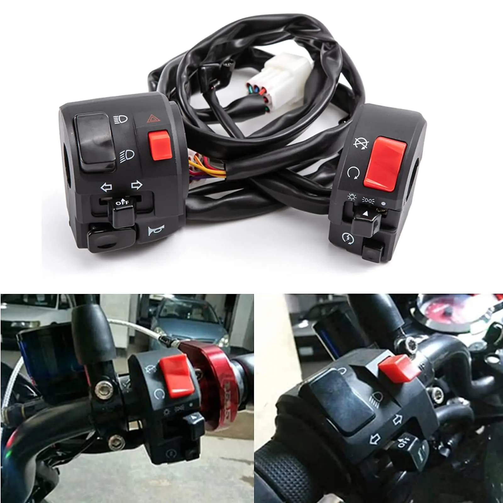

7/8" 22mm Motorcycle Handlebar Switches Universal Motorcycle Controller Switch Handlebar Horn Button Turn Signal Fog Light