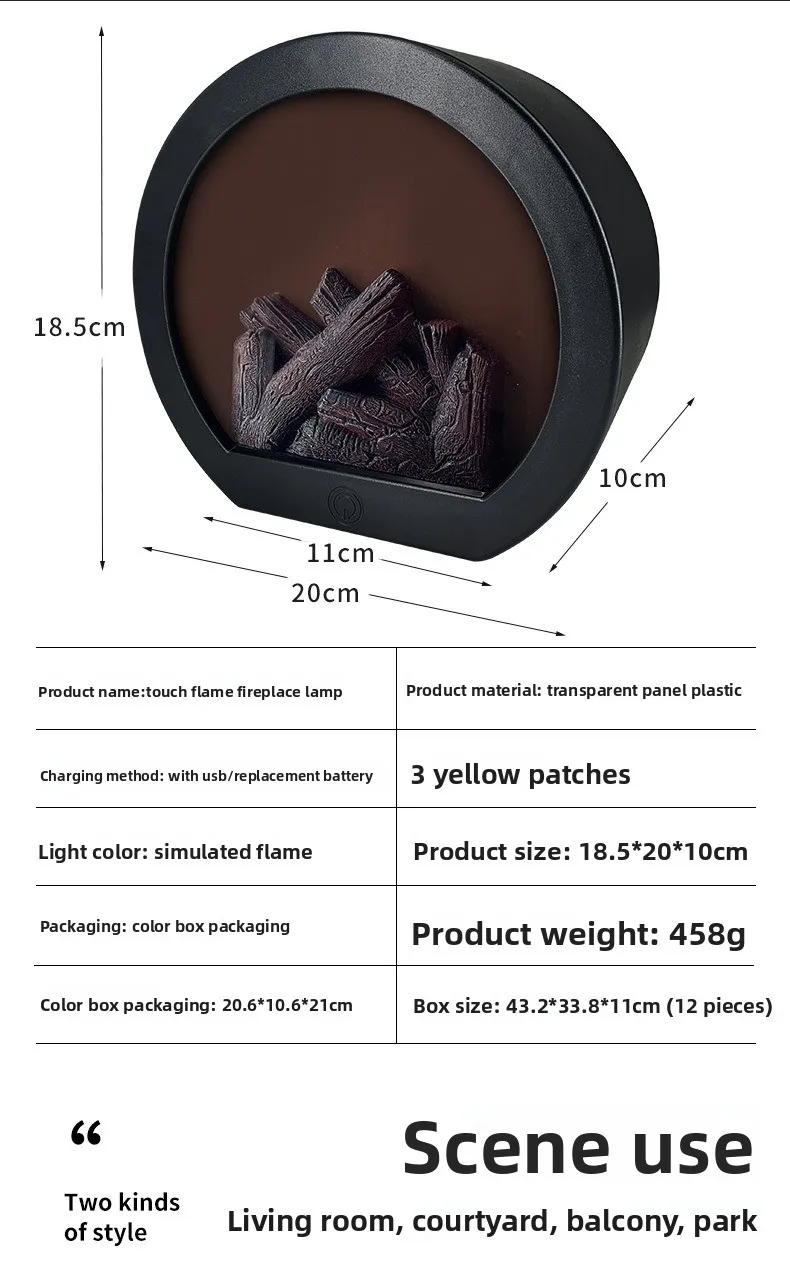 LED الفحم الموقد ضوء مواقد النمط الأوروبي مقلد ديكور ليلة ضوء الرجعية جو ديكور المنزل #5