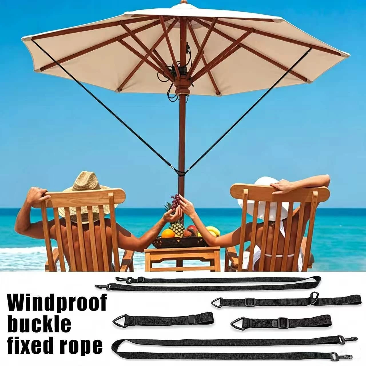 5Pcs Black Umbrella Wind Stabilizer Straps Fixed Straps for Large Outdoor Umbrella Adjustable Reusable Fixed Band Wind Lock Cant