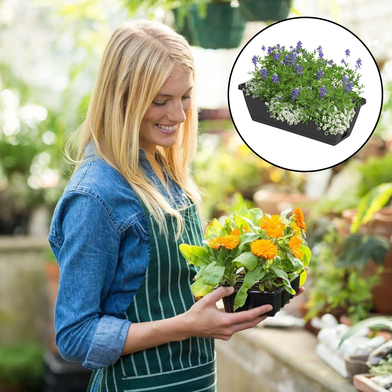 Extra-Large Balcony Flower Pot Load-Bearing Durable Resin Material for Office Home Garden Balcony