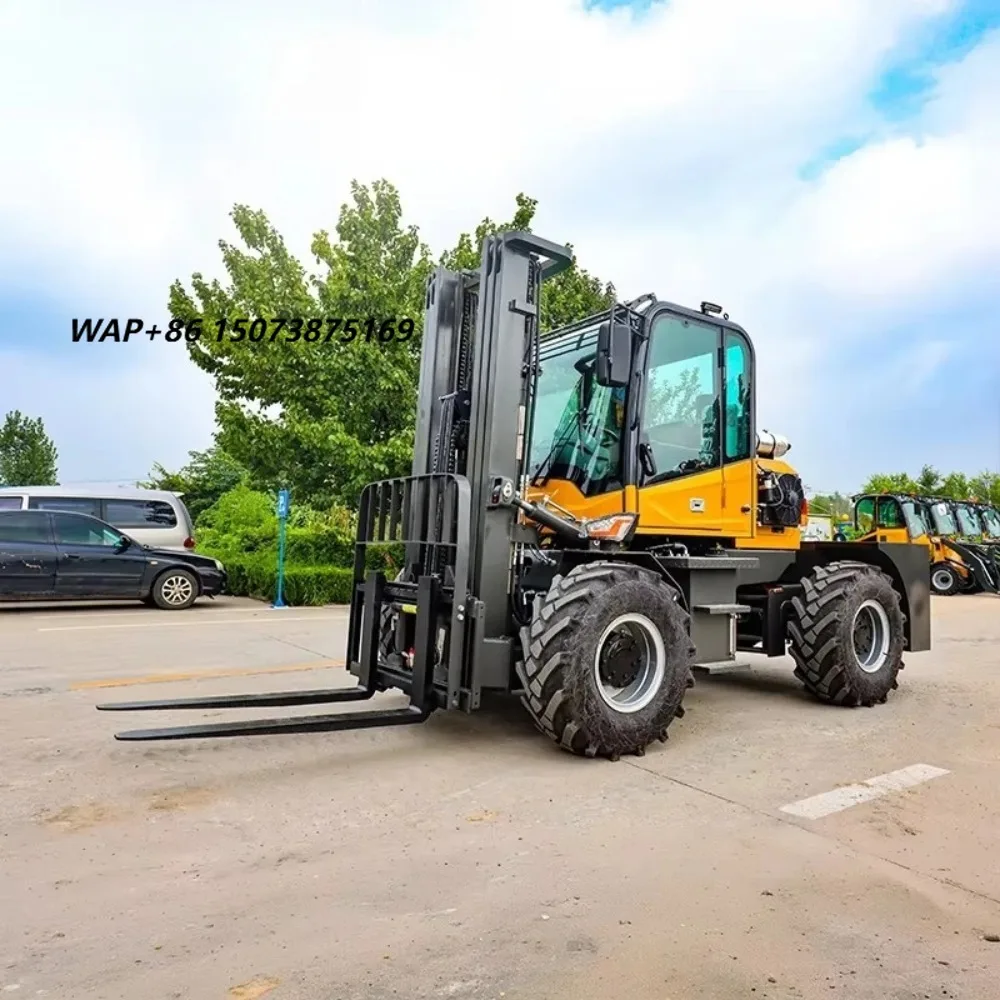 4*4 4 Wheel Drive Rough Terrain Forklift 4  5  6 7 Ton Off Road Forklifts With Buckets