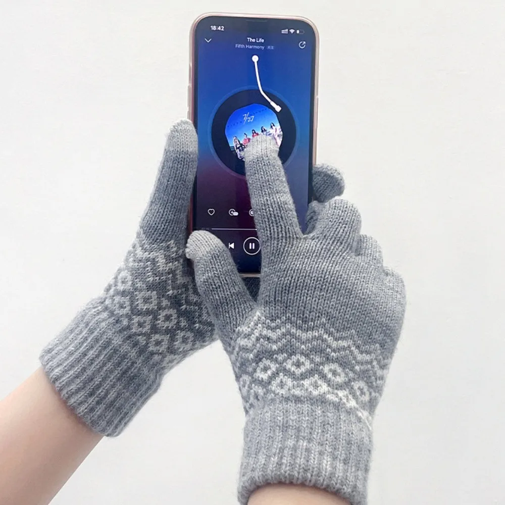 New Touchable Screen Winter Gloves Warm Full Finger Touch Screen Gloves Knitted Full Finger Gloves Outdoor Sports