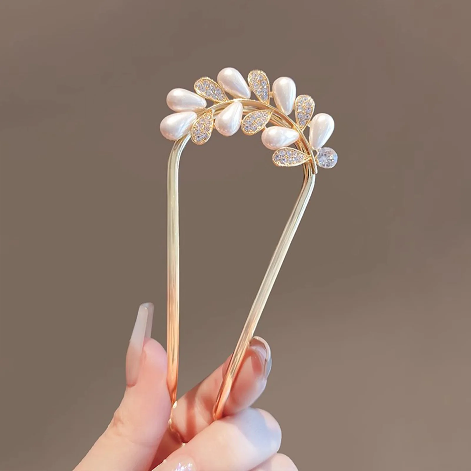 1/2pcs 여성을위한 U 모양의 머리핀 우아한 수지 술 헤어 스틱 소녀 유행 보석 헤어 액세서리 패션 모자 썸네일 2