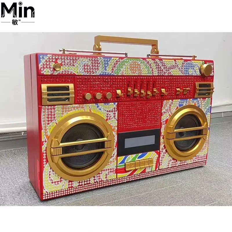 Portable Retro Bluetooth Boombox with AM FM Radio Built In Bluetooth Speaker for Home Outdoor Gift