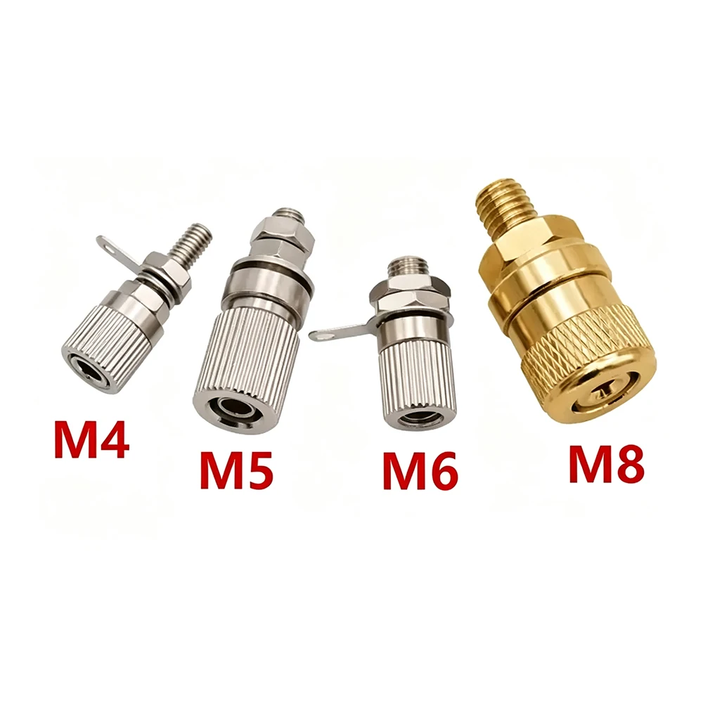 1PC 4mm Banana Female Socket Wiring Terminal Connector Copper Nickel Plated M4 Speaker Amplifier High Current Grounding Column