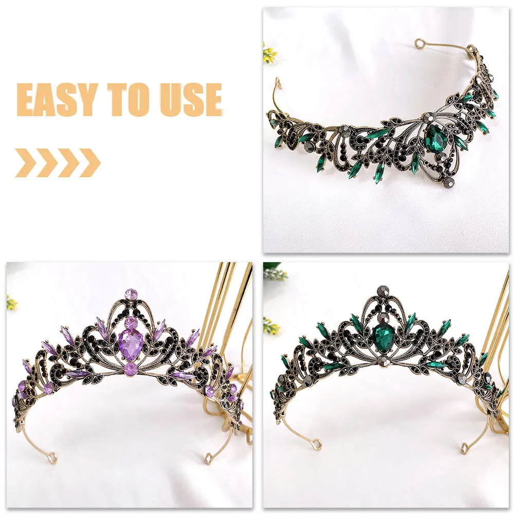 

2Pcs Rhinestone Leaf Crown Bridal Tiara Elegant Headdress Wedding Party Hair Accessory Bride Headband for Women