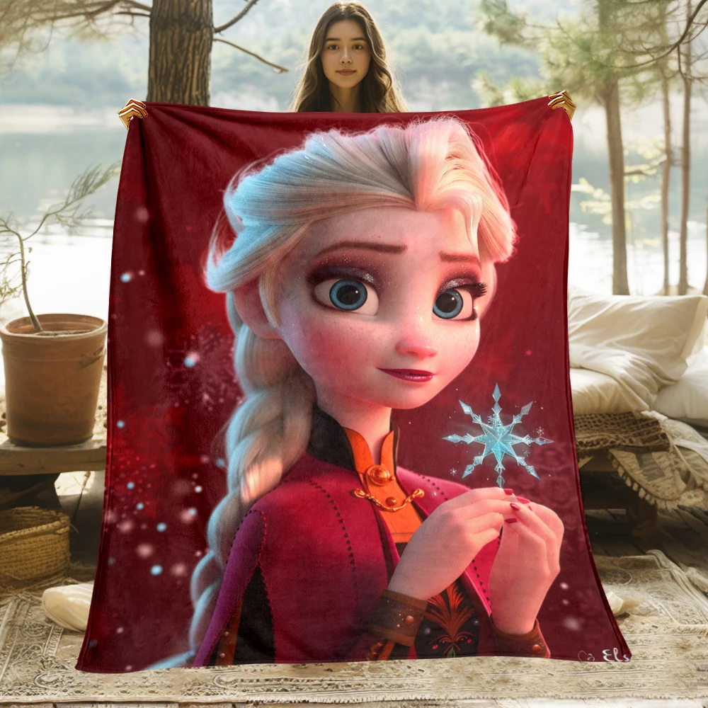 Frozen Elsa Cute Cartoon HD Art Print Blanket.Warm Flannel,Bedroom,Living Room Sofa,Bed,Chair,Gifts,Picnics,Trips,Camp,Blankets.