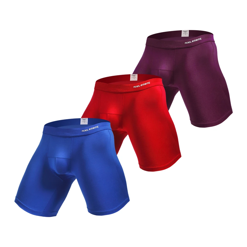 

3pcs Men's sports extended leg underwear Modal boxers running anti-wear leg quick dry long boxers