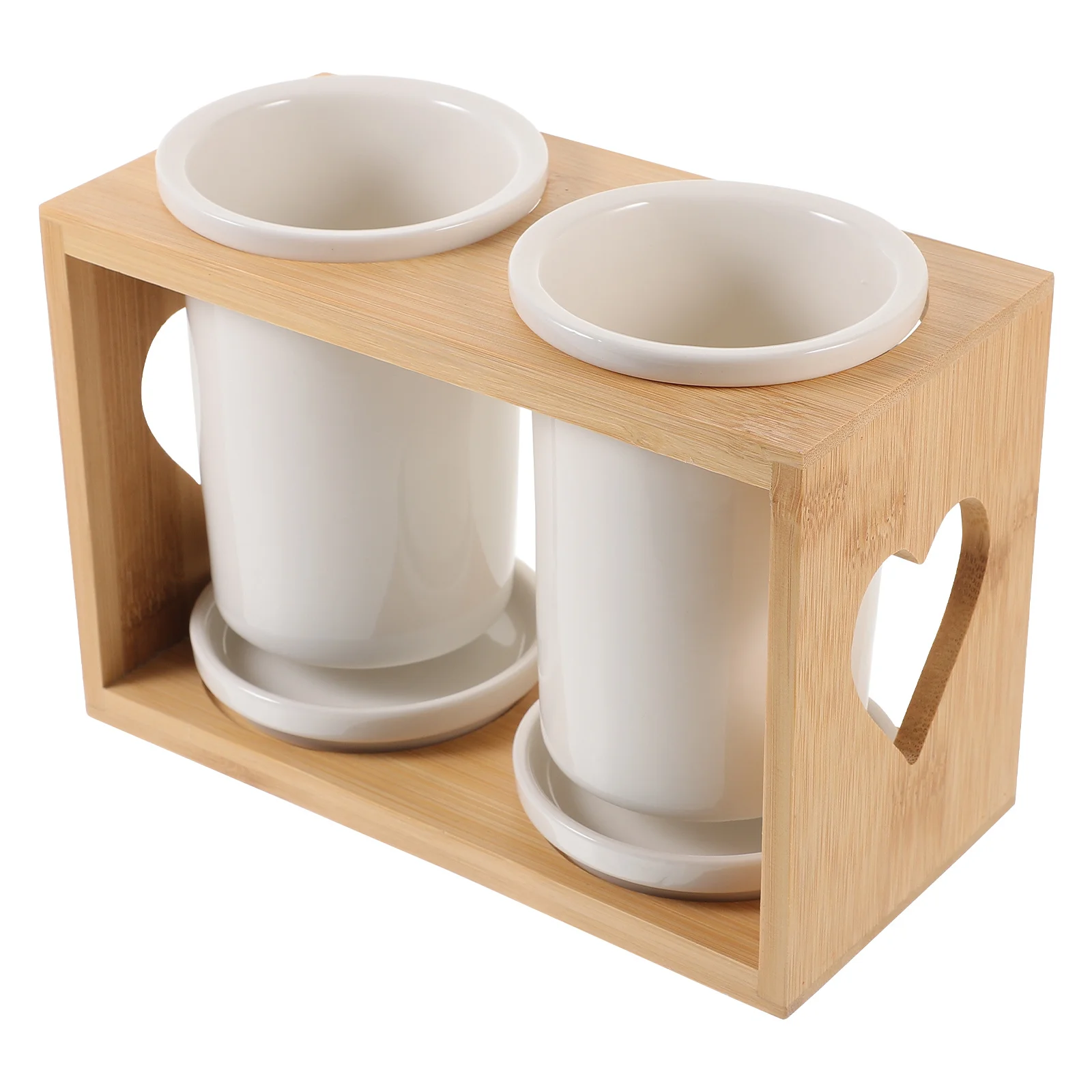 

1Set Ceramic Cutlery Canister Storage Container Unique Creative Tableware Organizer Bamboo Material Fine Workmanship