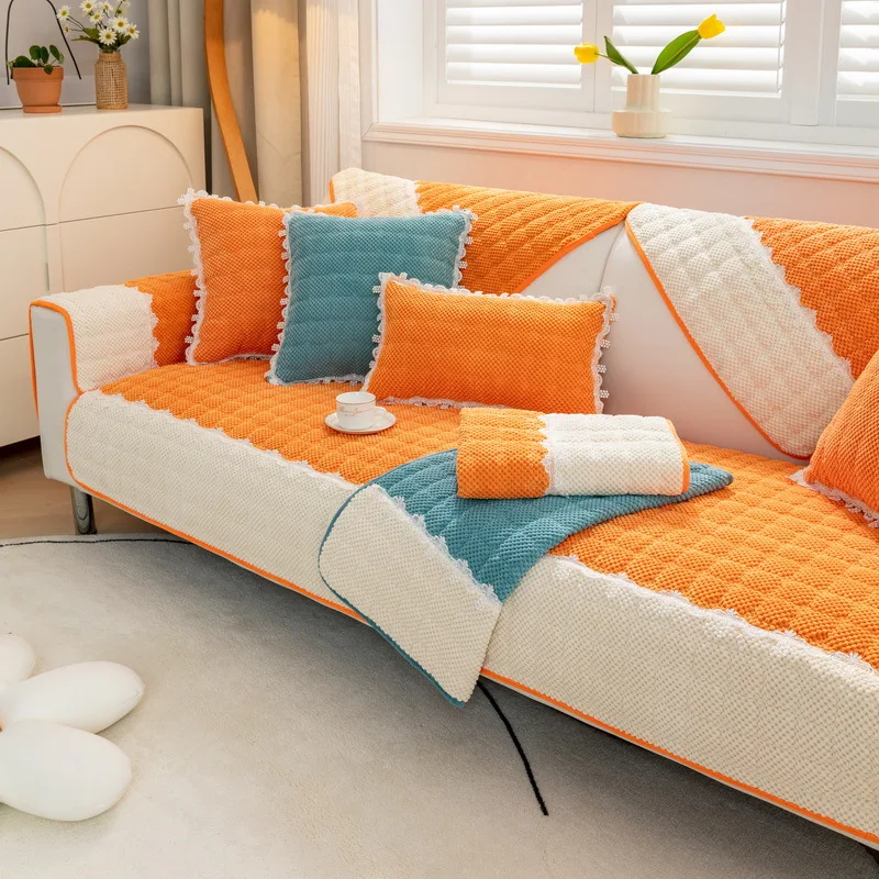 Corduroy Thickened Sofa Cushion Non-Slip Fabric Living Room Furniture Sofa Cover Four Seasons Universal Sofa Backrest Pillowcase