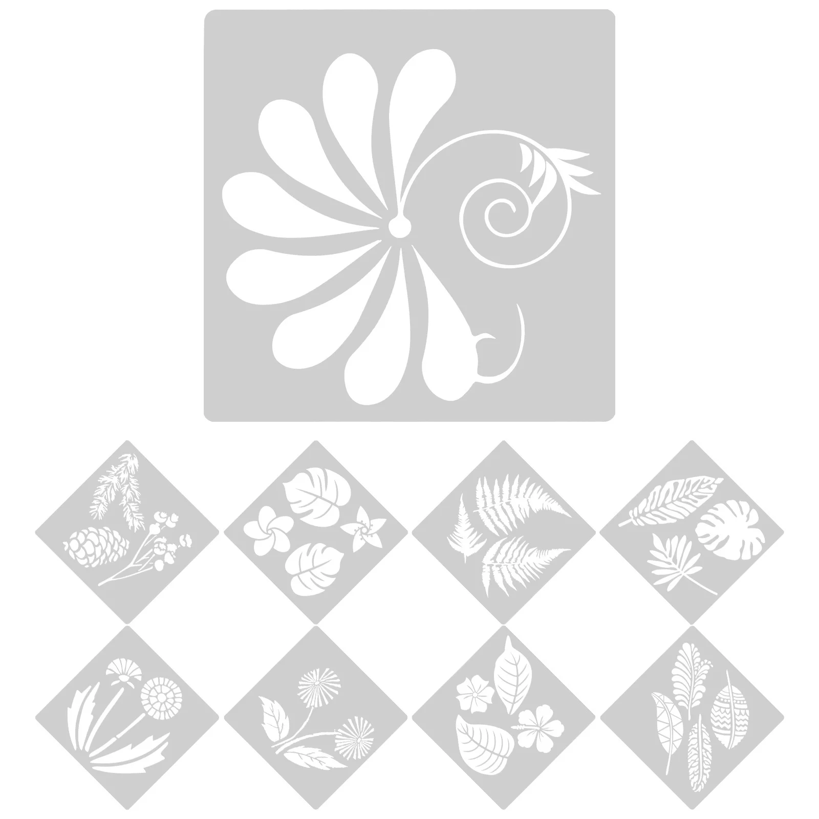 

9pcs Tropical Leaves Stencils Durable Pet Reusable Painting Templates For Diy Crafts Wall Art Fabric Glass Wood Decor Floral