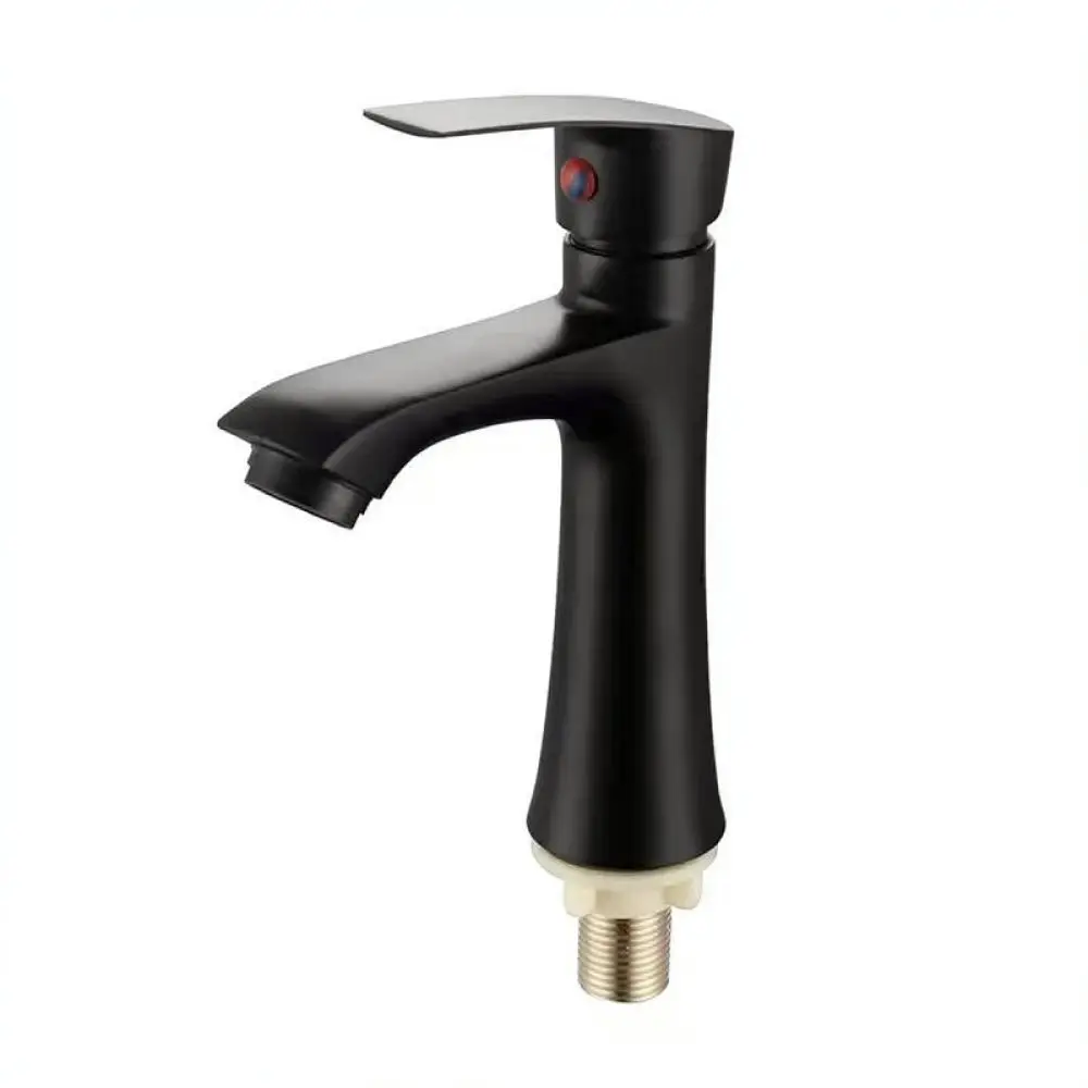 Modern Bathroom Sink Faucet Black Single Cold Water Mixer Zinc Alloy Basin Tap Ceramic Valve Durable Home Accessory