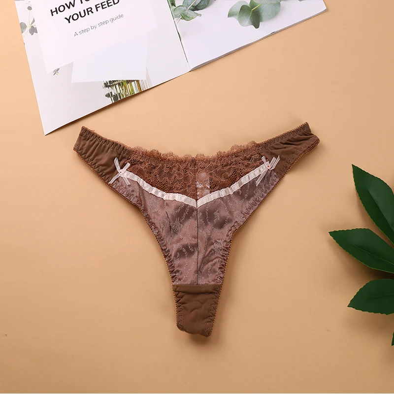 1pc Sexy Women Lace T-back Panties Thongs Female Underwear Breathable Lingerie low-waist Brife G-string Female
