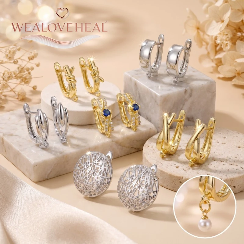 schmuckherstellung zubehör，Luxuriöse 18K Gold/Rhodium plattierte Leverback-Ohrringkomponenten aus Messing mit Pavé-Zirkonia, blauen Edelsteinen und gedrehten Ohrringhaken für DIY-Schmuckherstellung – Detail 16