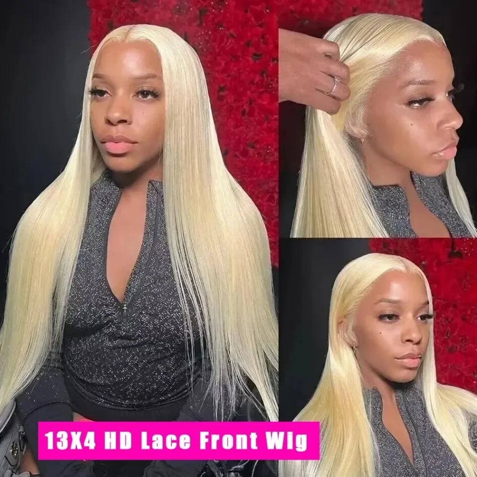 Straight Human Hair Wigs 613 Blonde 13X6 Hd Lace Frontal Wig 220 Density 13X4 Lace Front Wigs Human Hair 38 Inch Pre Plucked Wig image 2