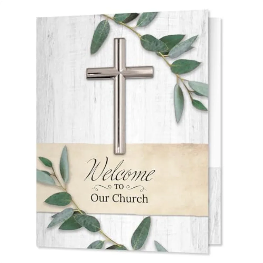 

Welcome to Our Church Folders 25 Greenery Religious 2 Pocket Christian Visitor Gathering Folders 9 x 12 New Member Welcome Fold