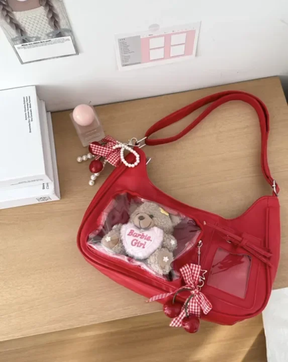 Y2k Harajuku Shoulder Bag Women Korean Transparent Ita Bag School Crossbody Bag Female Japanese Designer Preppy Handbag Purse image 3