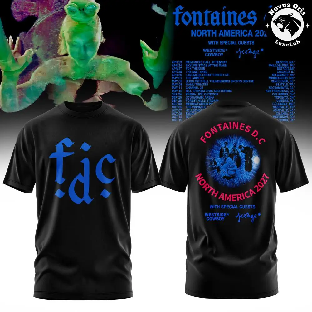 Fontaines D.C. North America 2027 Tour Graphic T-Shirt, Indie Rock Concert Fan Tee, Unisex Band Merch Casual Live Show Top