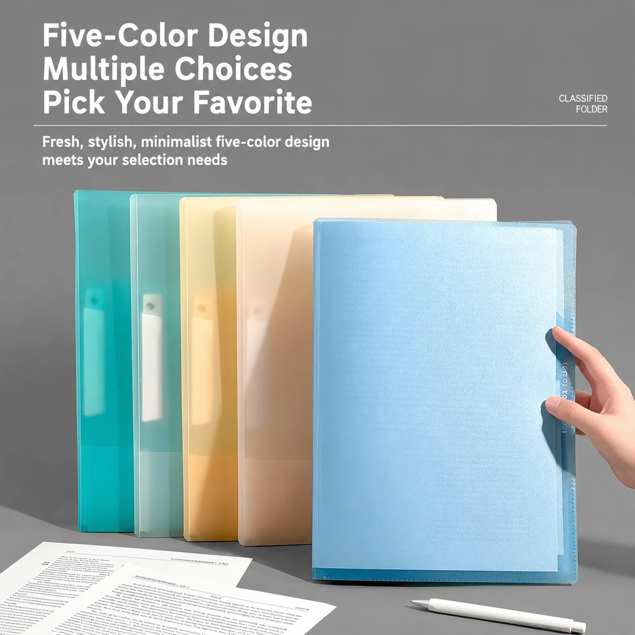 Gradient Color File Holder Flexible Paper Classification Folder A4 File Folder Stain Resistant Single Clip Folder For Home Study