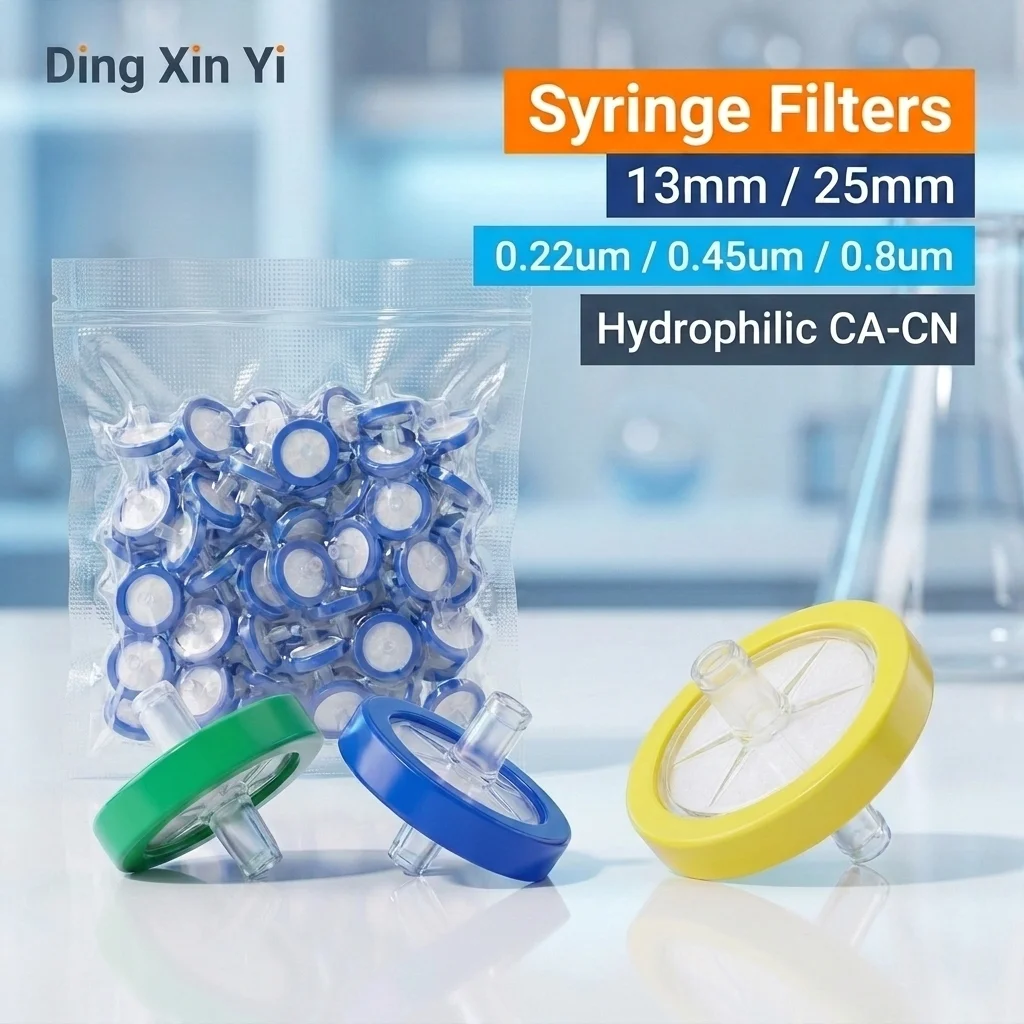 LAB filter 13/25mm, 0.22/0.45/0.8/3/5um Hydrophilic microporous filter, CA-CN Syringe millipore filtration Filter funnel