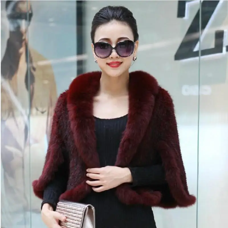 

2022 Lady Mink Braided Shawl Korean Version Autumn And Winter Versatile Fox Fur Collar Mink Cloak Mink Fur Coat