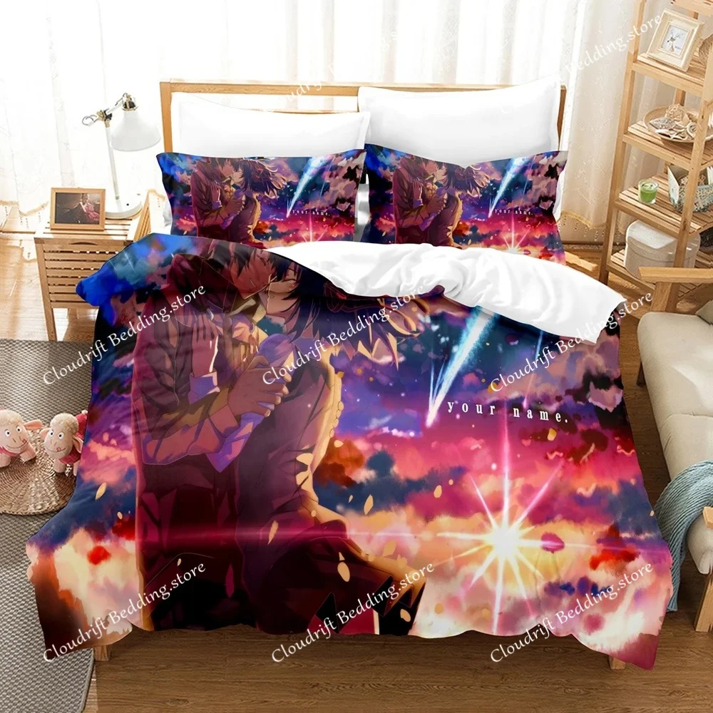 

Your Name Luxury Bedding Set Japan Anime Cartoon Duvet Cover Set Comforter Bedspread Linen Twin Single Size Home Textile
