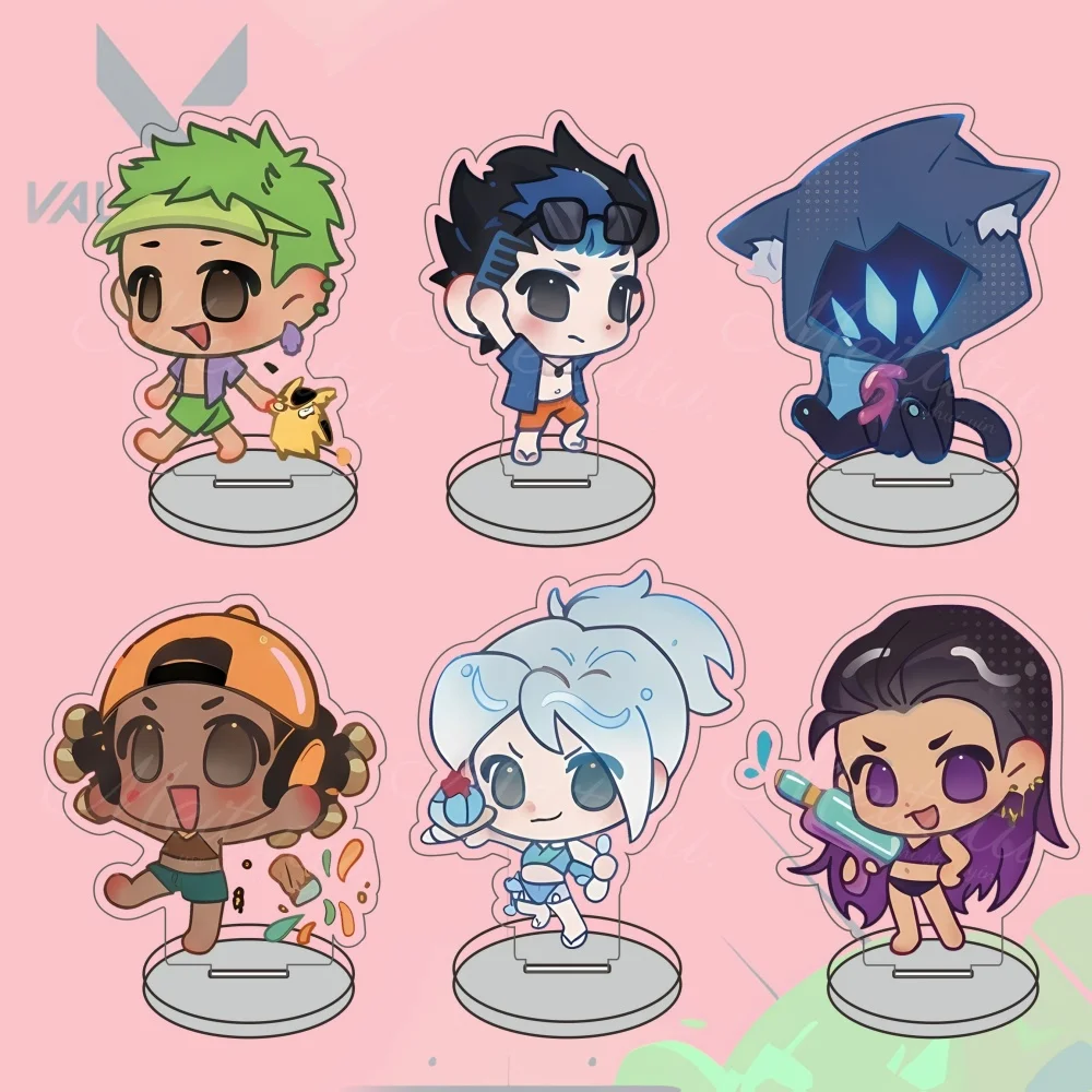 Acrylic Valorant Summer Chibi Stand Jett10CM Keychain for Fans Collectible Figures of Reyna Sage Chamber Phoenix for Desk