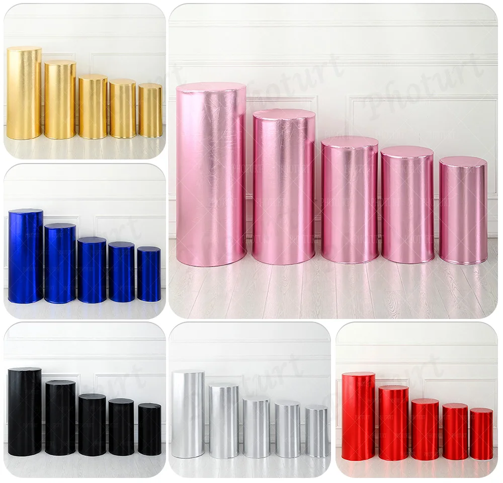 

Фототурный цвет золотистый Серебристый Блестящий проволочный эластичный цилиндрический чехол день рождения Конфета украшение стола фон