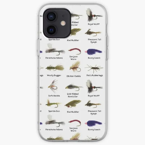 Fly Fishing Flies Fisherman Gift Iphone  Phone Case Customizable for iPhone 11 12 13 14 Pro Max Mini X XS XR Max 6 6S 7 8 Plus