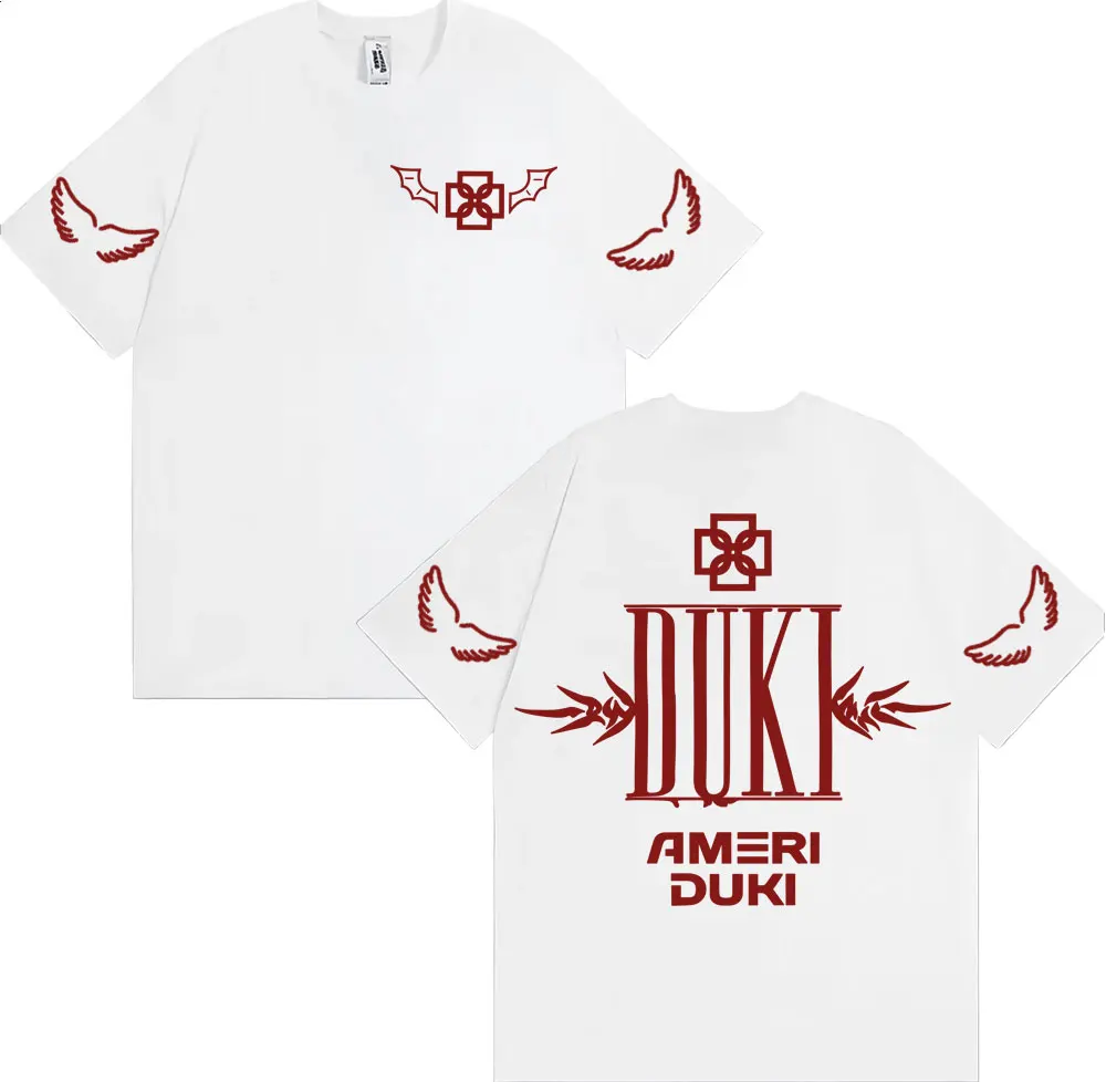 Camiseta con estampado de letras del rapero Duki Ameri World Tour para hombre y mujer, camisetas Retro de alta calidad a la moda, camiseta de gran tamaño estilo Hip Hop