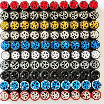 50組1/64比例輪組,含橡膠輪胎及車軸,適用於1:64比例火柴盒、多美卡、風火輪等合金車模,批發 10 最佳銷售 橡膠輪 - №6