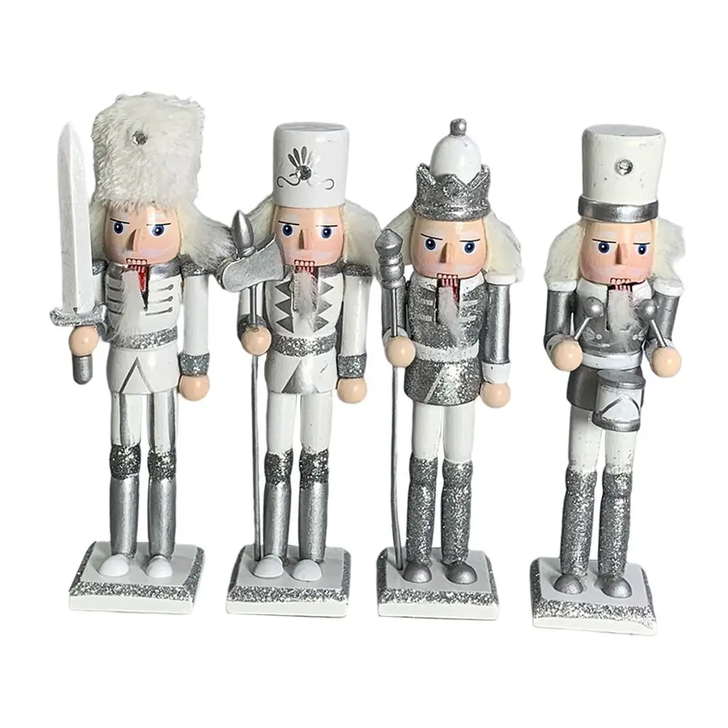 4x Nutcracker Puppet 18cm Decor Figurines Creations Desktop Miniature Ornaments Soldier Nutcracker Doll Ornament