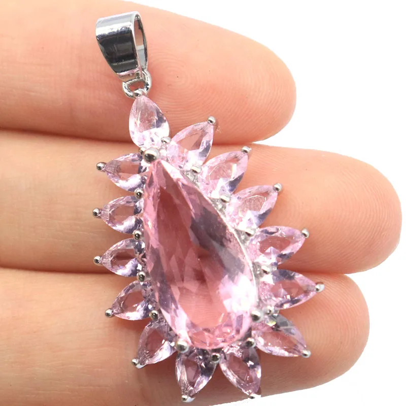 Buy 5 Get 1 Free 41x22mm Pink Kunzite Multi Color Rhodolite Garnet Golden Citrine Green Peridot Tanzanite Silver Pendant