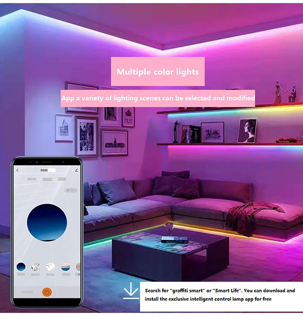 Promotion App Control Multi-functional Intelligent Graffiti LED Light With Dc12v40w Power Amplifier Board RGB Intelligent Module