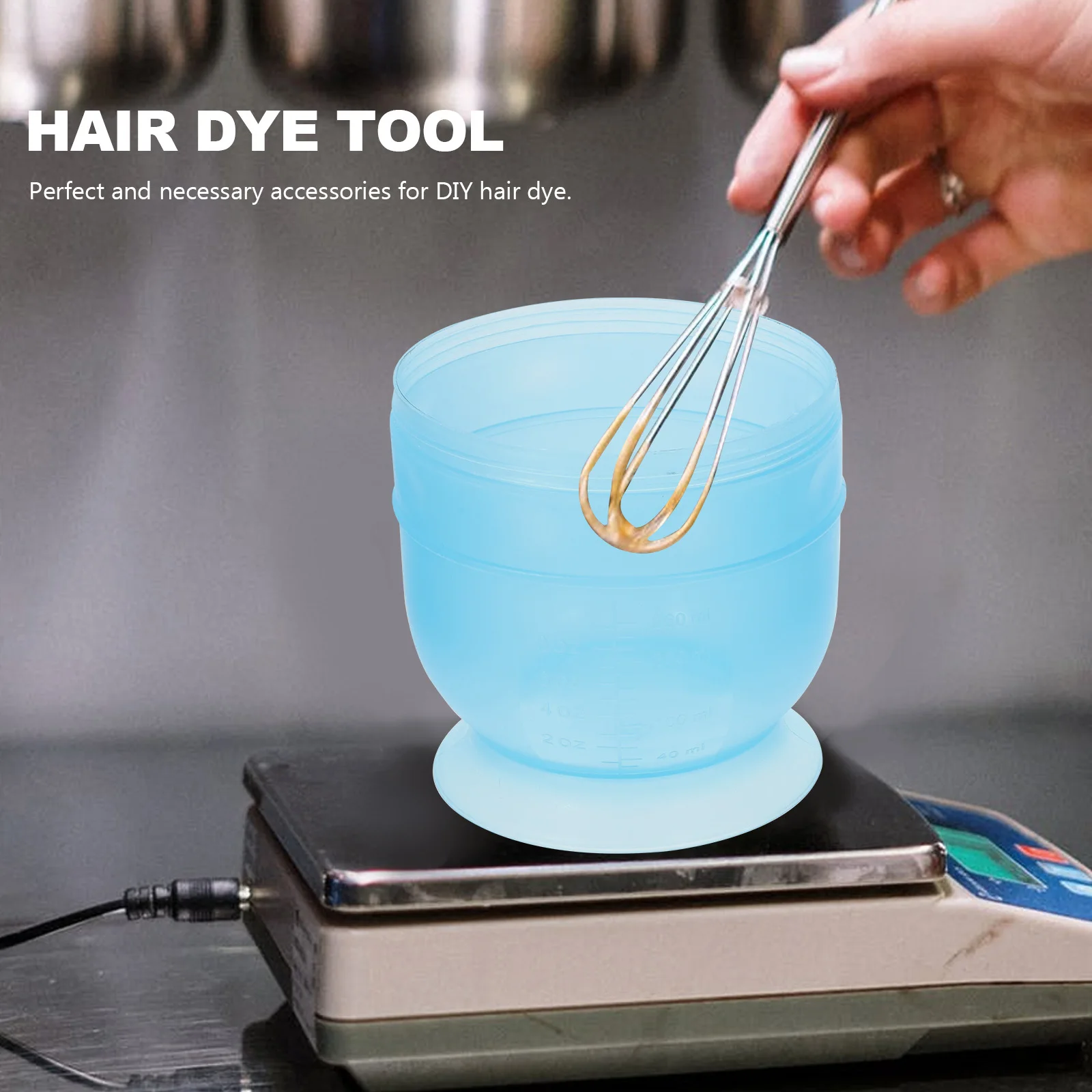 Necessary Hair Dye Bowl Blue Plastic Mixing Cup for Home Salon Use with Scale Markings for Accurate Dye - Image 5