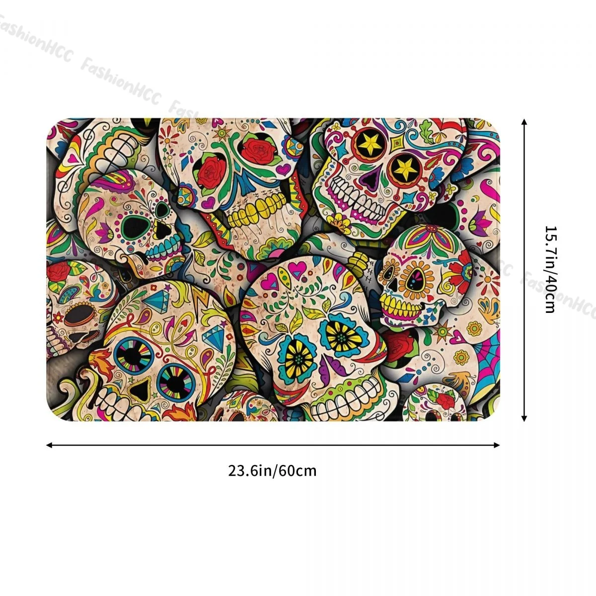 Day of the Dead Bathroom Non-Slip Carpet Sugar Skull Collage Flannel Mat Entrance Door Doormat Floor Decoration Rug