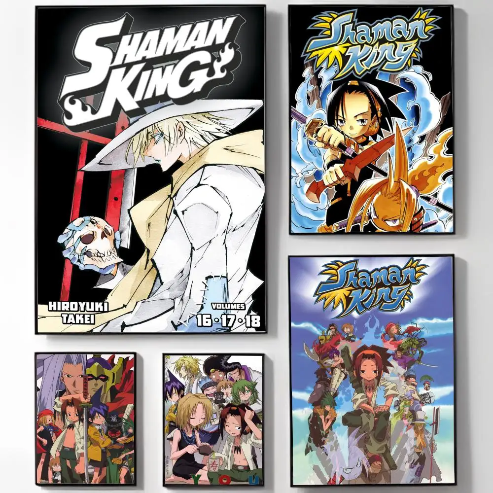 Anime S-shaman King Poster Self-adhesive Art Waterproof Sticker Coffee House Dorm Room Wall Decor