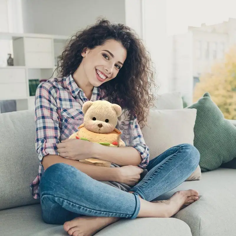 버거 베어 봉제 인형 만화 곰 인형 가방, 귀여운 원피스 인형, 동물 어깨 스트랩, 남아여아 유치원용 배낭