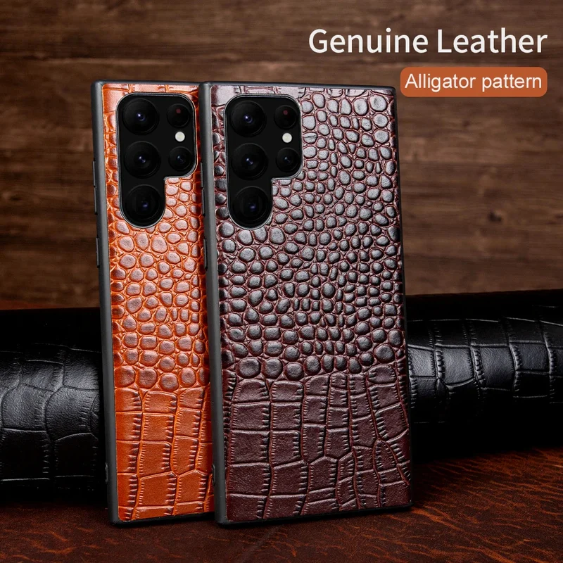 Luxury Commerce Genuine Leather Cover Case for Samsung Galaxy S22 S23 S24 Plus Samsung Galaxy S22 S23 S24 Ultra Phone Shell