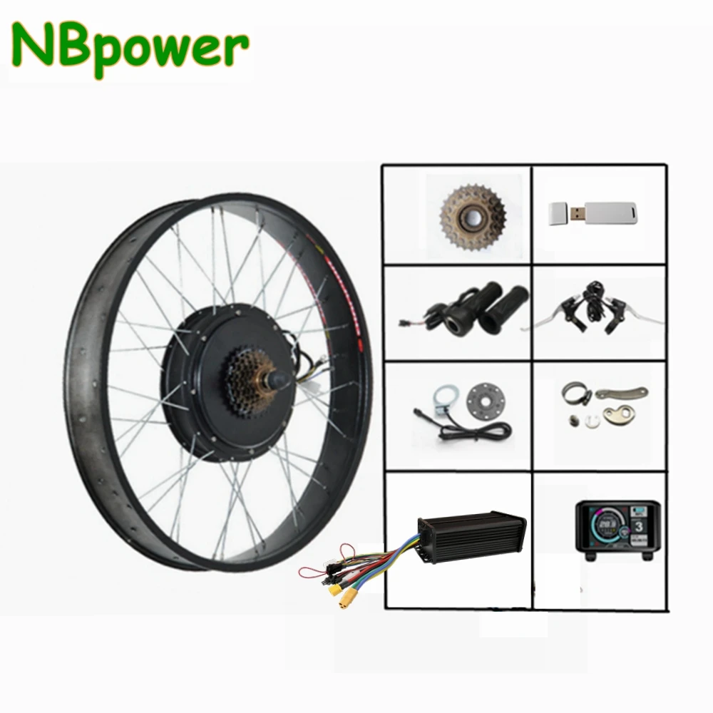 

NBpower US Freeshipping 48-72v 2000W Fat Bike Kit Front 135mm/Rear 170mm/190mm EBike Hub Motor Electric Bicycle Conversion Kit