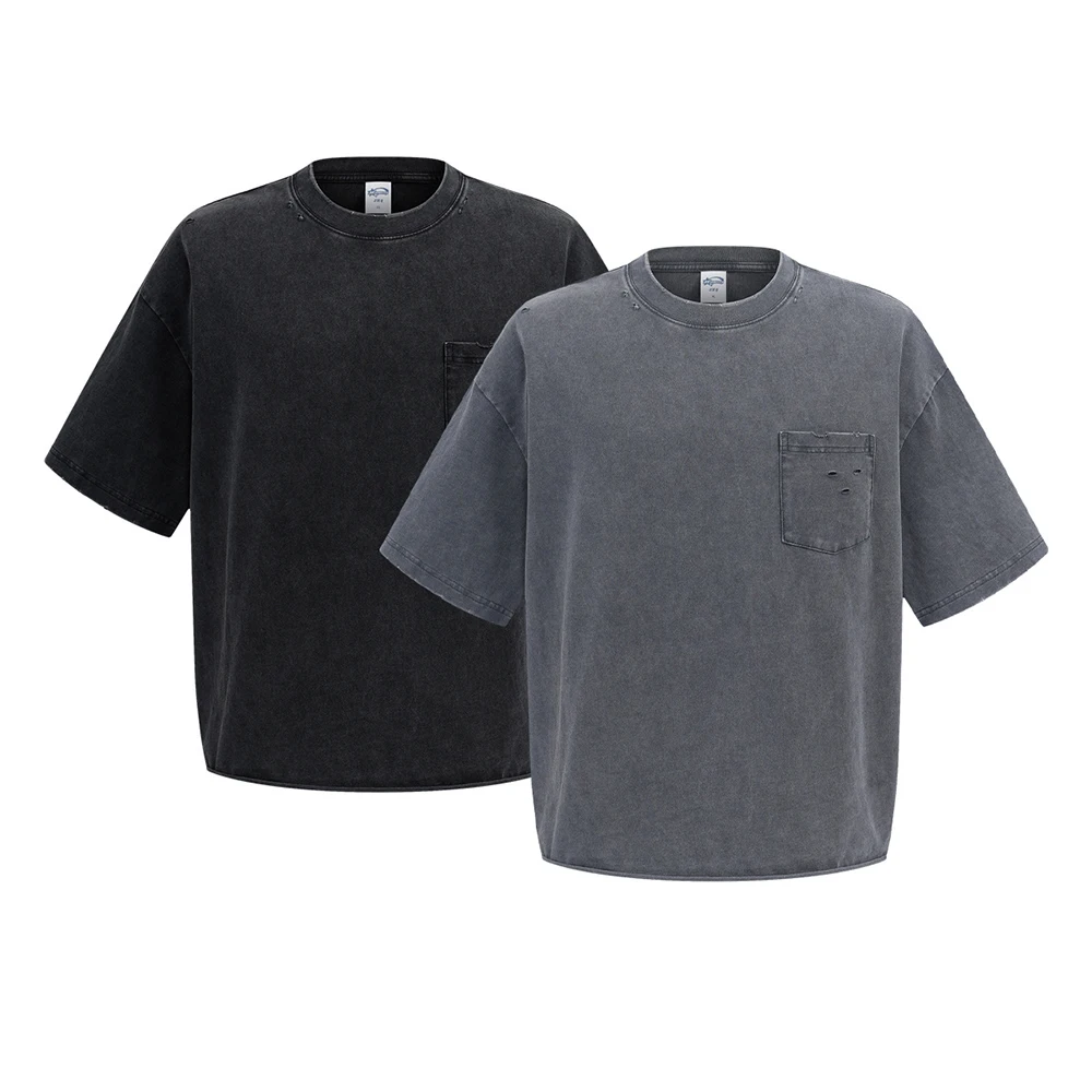 

Ripped Retro Men's T-shirt Cotton Y2k Oversized Short Sleeve Tee 2026 Spring Summer Streetwear Tops High Street Women's Clothing