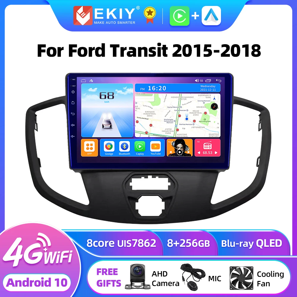 

EKIY T7 For Ford Transit 2015 - 2018 Car Radio Multimedia Video Player Navigation GPS Android 10.0 No 2din Carplay Tape Recorder