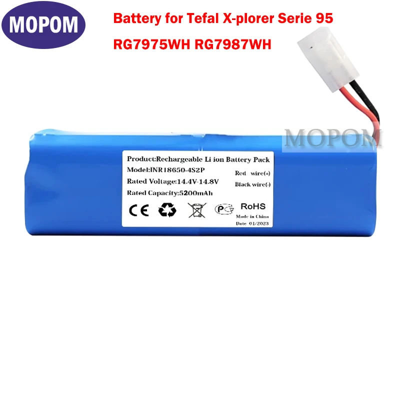 New 14.4V 5200mAh/6800mAh Battery for Tefal X-plorer Serie 95 RG7975WH RG7987WH Robot Vacuum Cleaner